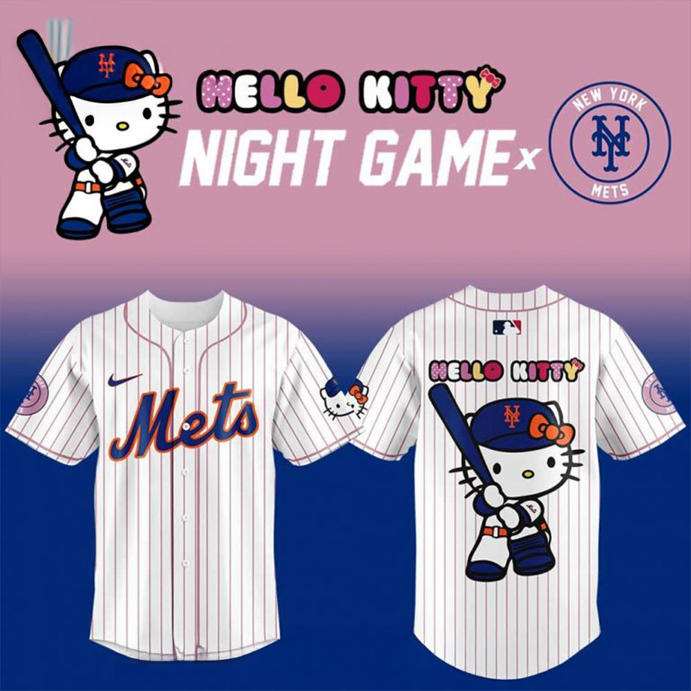 New York Mets x Hello Kitty Night Game Baseball Jersey Awesome Mother's Day Gifts 2025