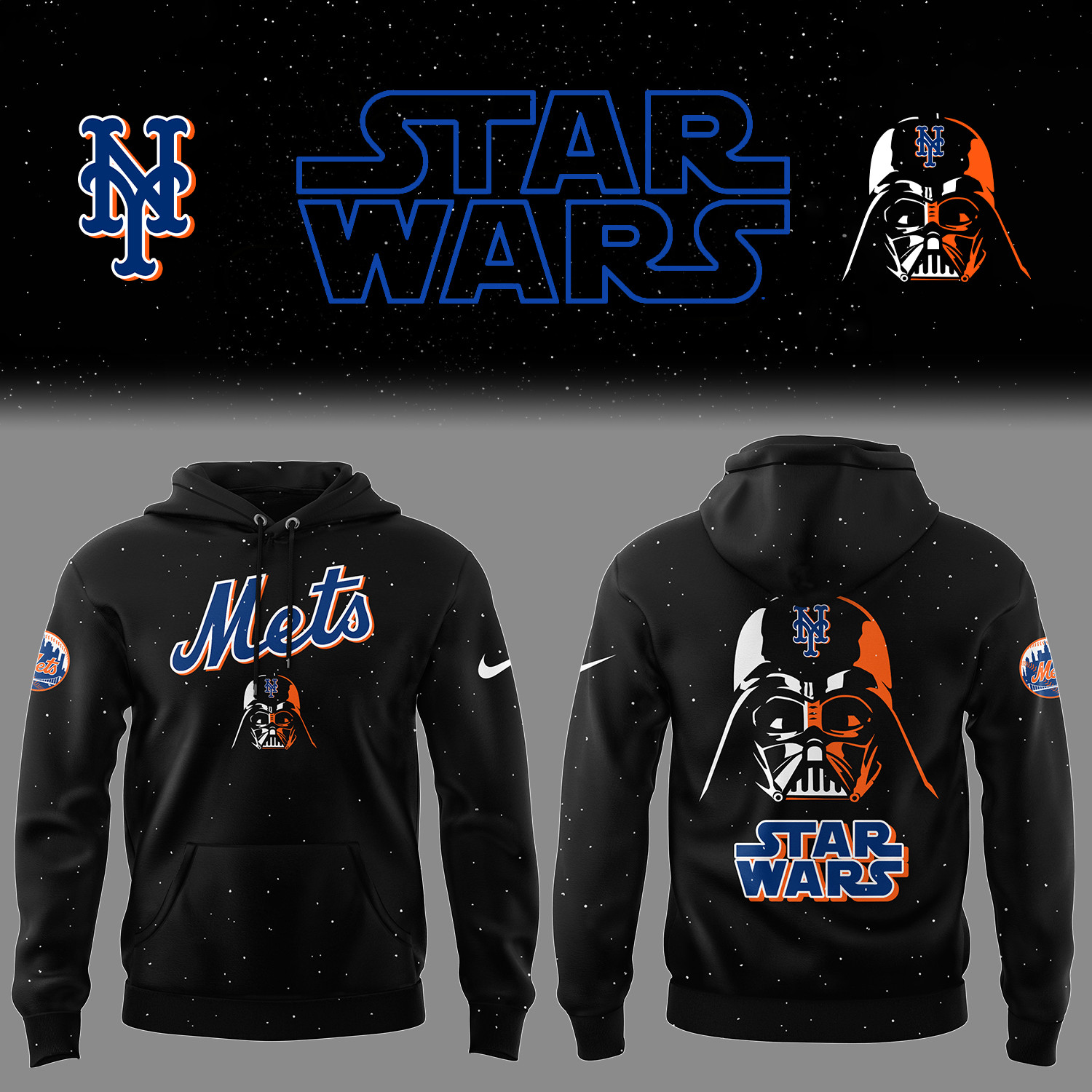 New York Mets X Star Wars 2025 Black Hoodie Star Wars Merch Best For Cool Baseball Gifts