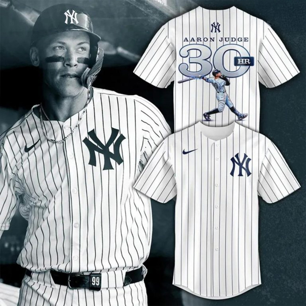 New York Yankees Aaron Judge 30 Hr Baseball Jersey Yankees Merch Gifts For Baseball Fans
