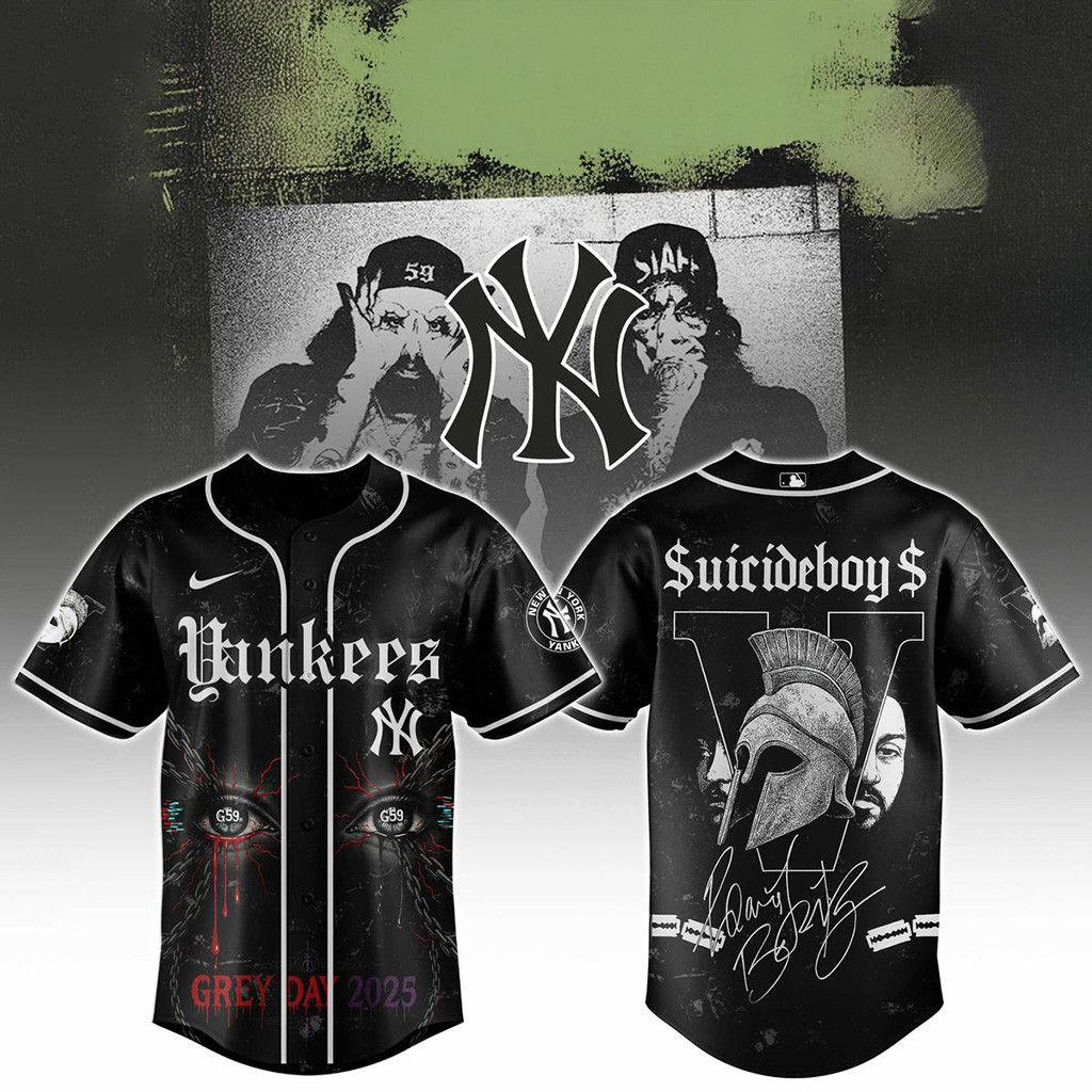 New York Yankees Mix Suicideboys Grey Day 2025 Baseball Jersey Yankees Merch Gifts For Him