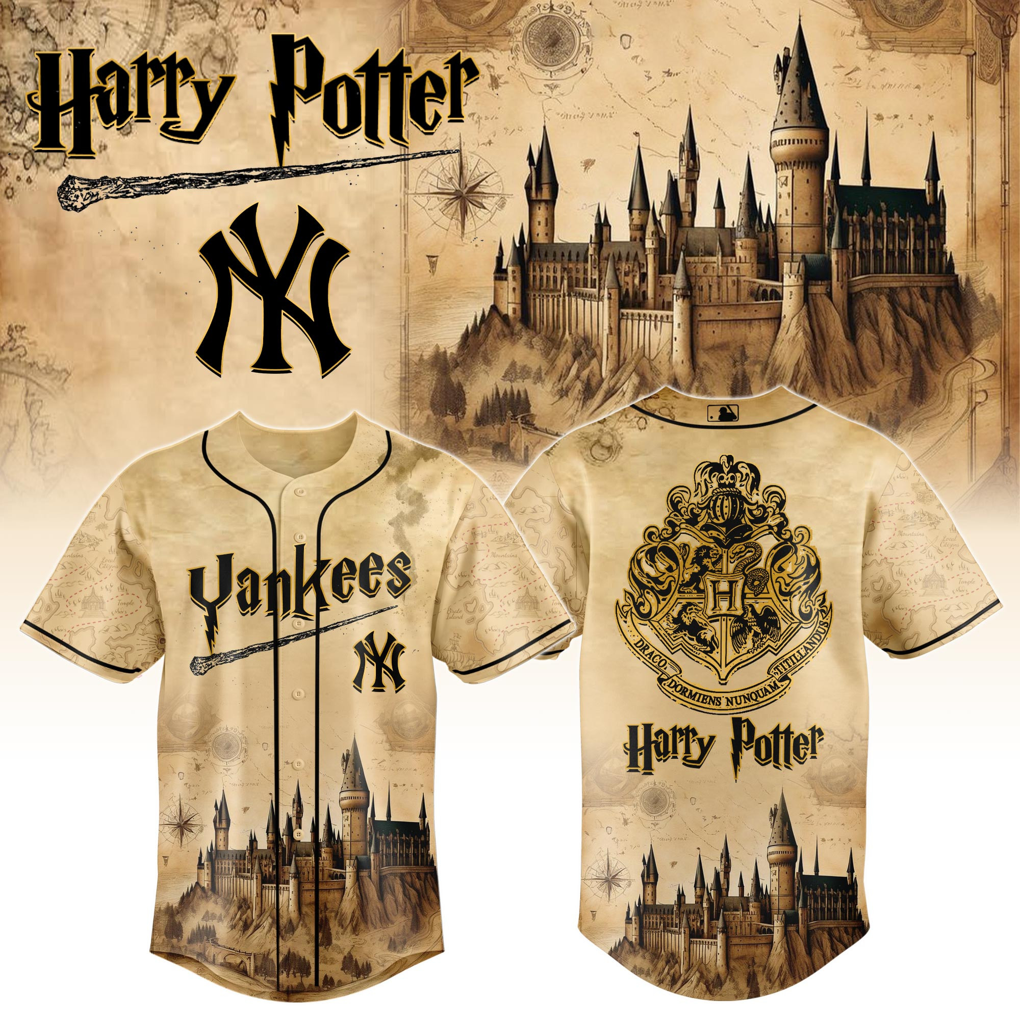 New York Yankees Mlb X Harry Potter Hogwarts Baseball Jersey For Fan