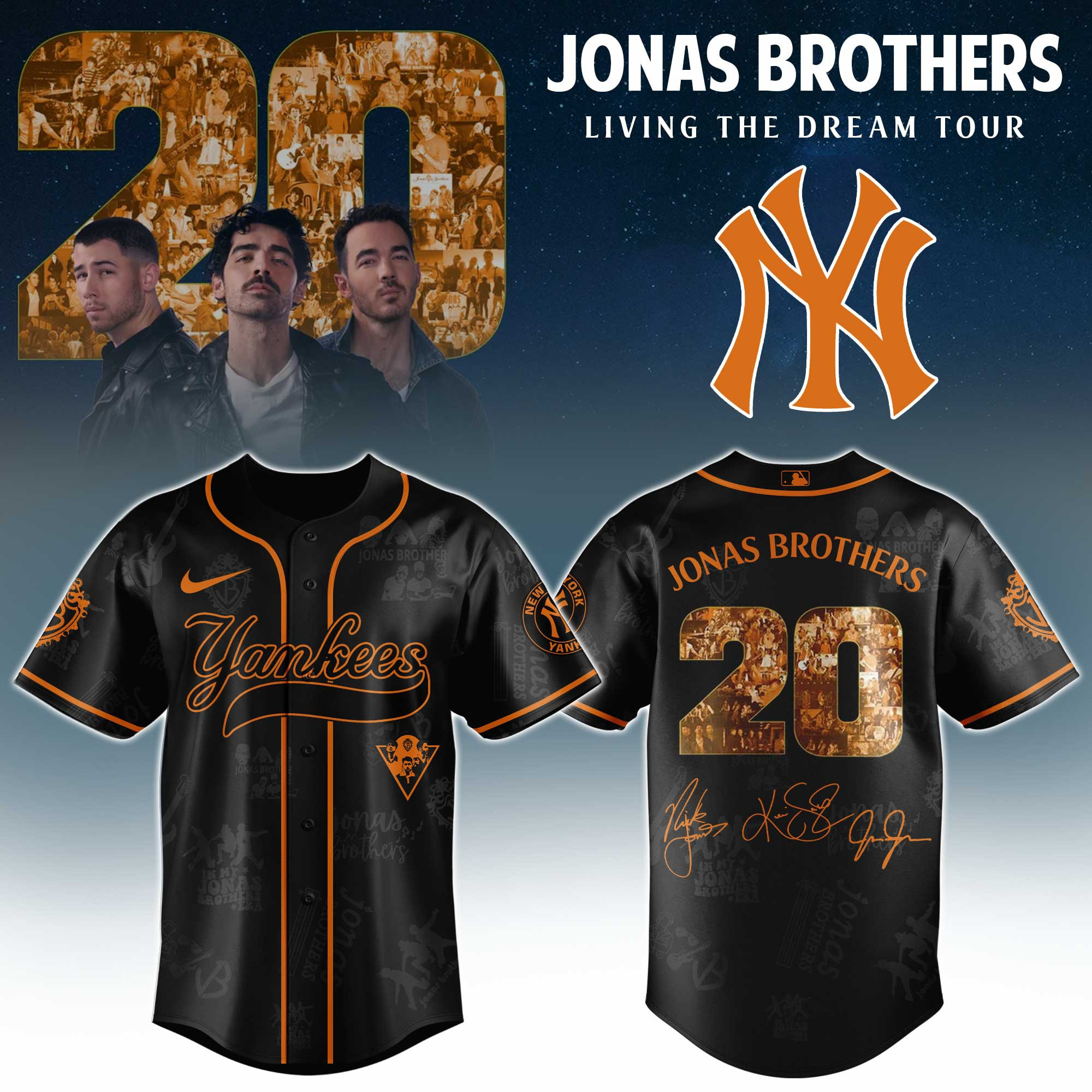 New York Yankees Mlb X Jonas Brothers Tour Personalized Baseball Jersey For Fans