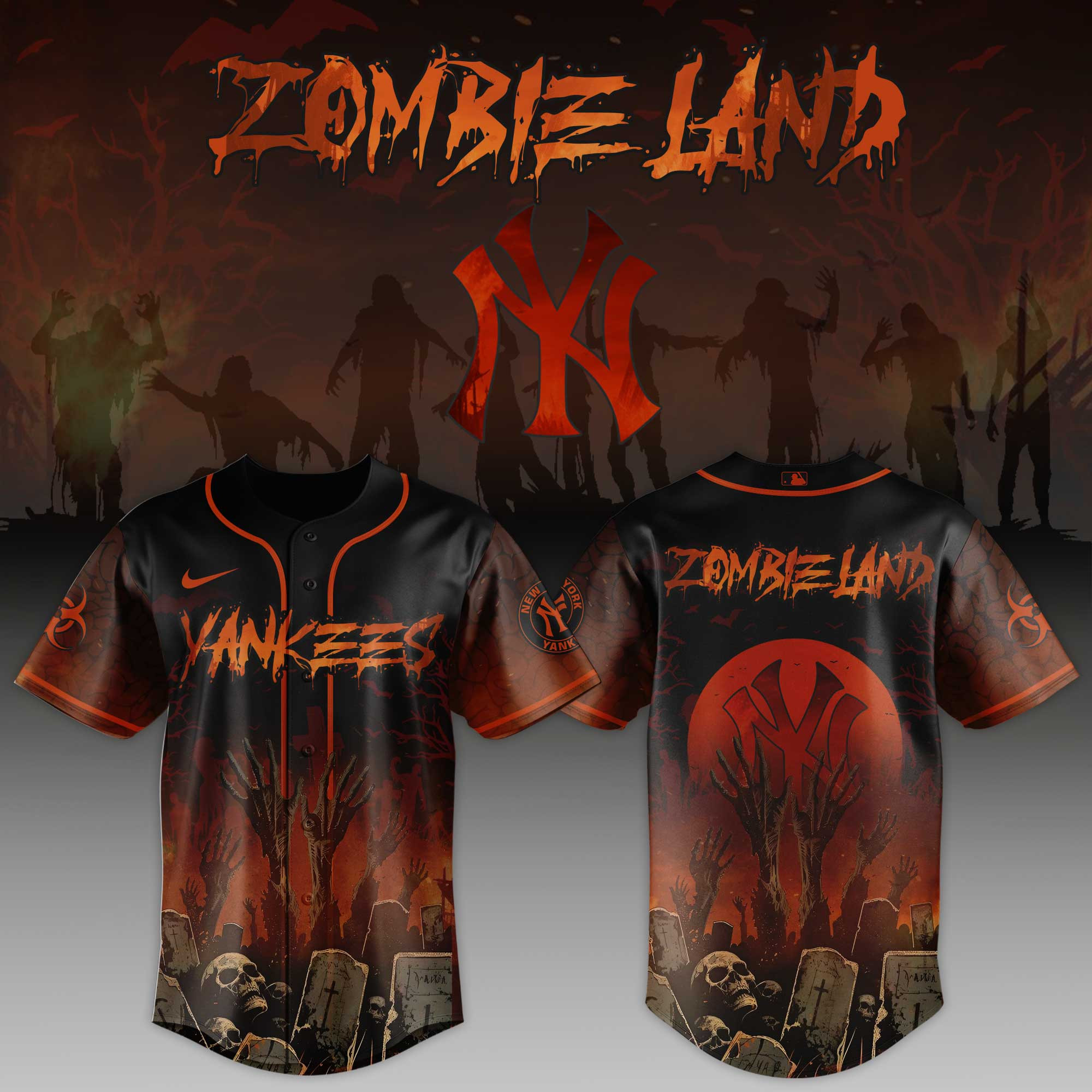 New York Yankees Mlb X Zombie Land Baseball Jersey For Fans
