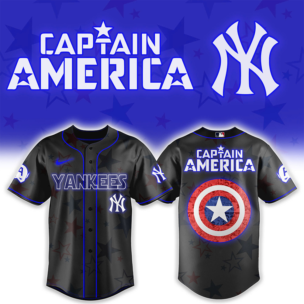 New York Yankees x Captain America Avengers Jersey Gifts For Baseball Lovers