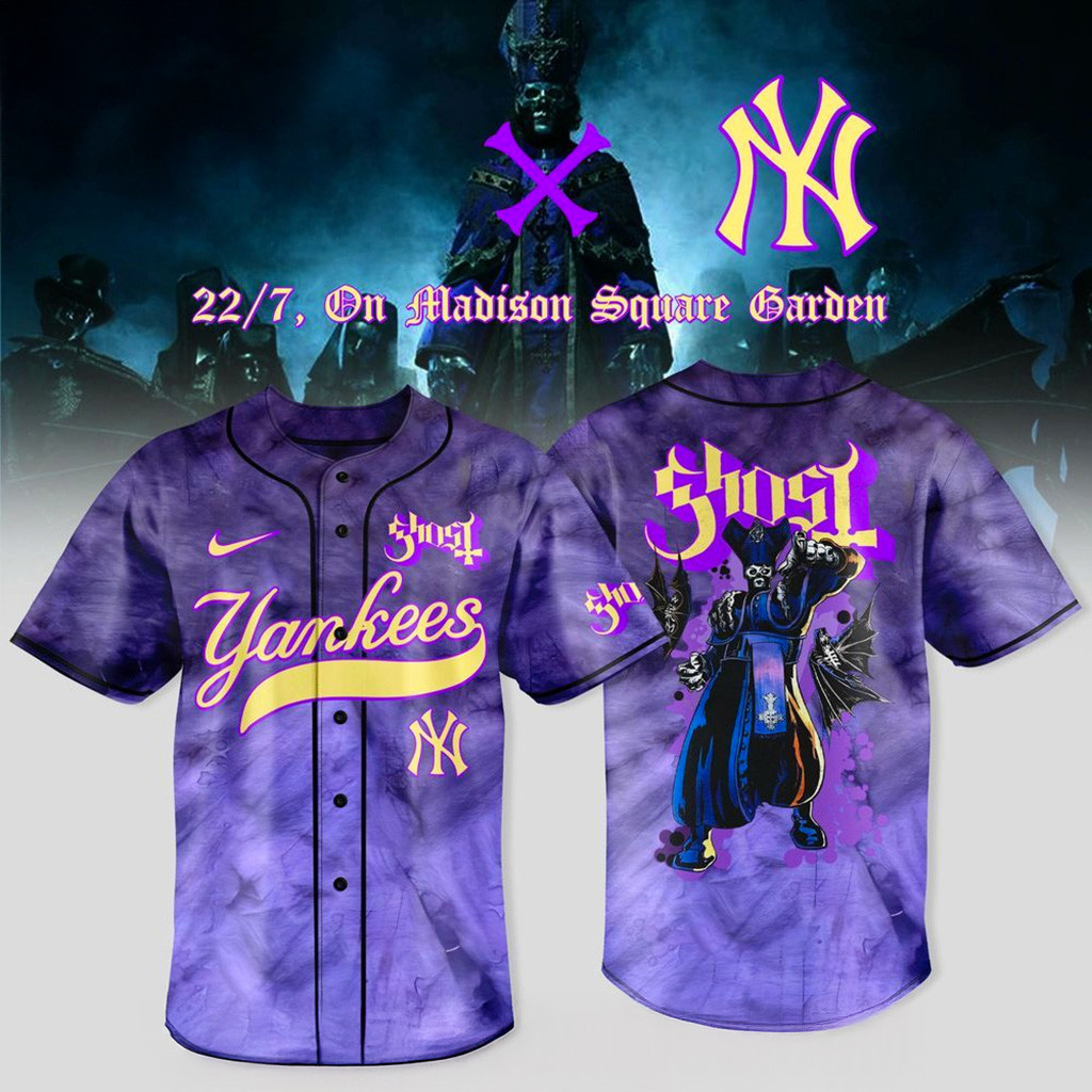New York Yankees X Ghost Band World Tour 2025 Jersey Yankees Merch Gifts For Husband