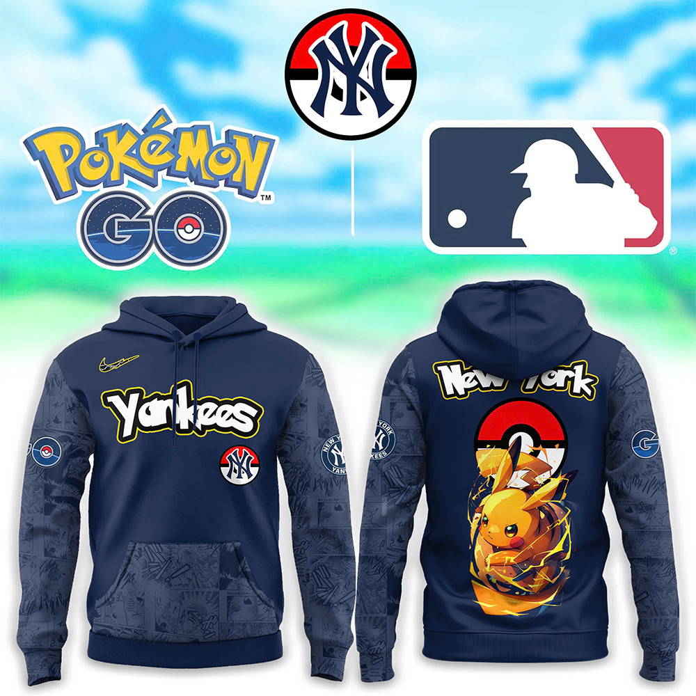 New York Yankees x Pokemon Go Pikachu Hoodie Cool Gifts For Baseball Lovers