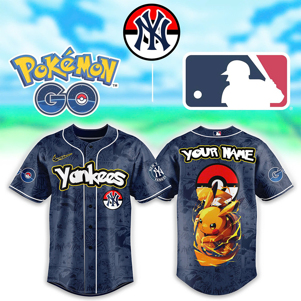 New York Yankees x Pokemon Go Pikachu Jersey Cool Gifts For Baseball Lovers