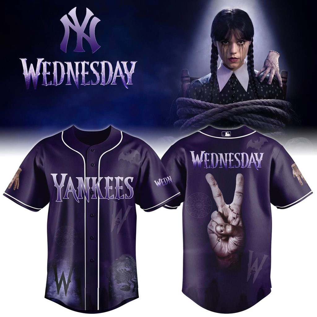New York Yankees X Wednesday Season 2 Jersey Yankees Merch Cool Baseball Gifts