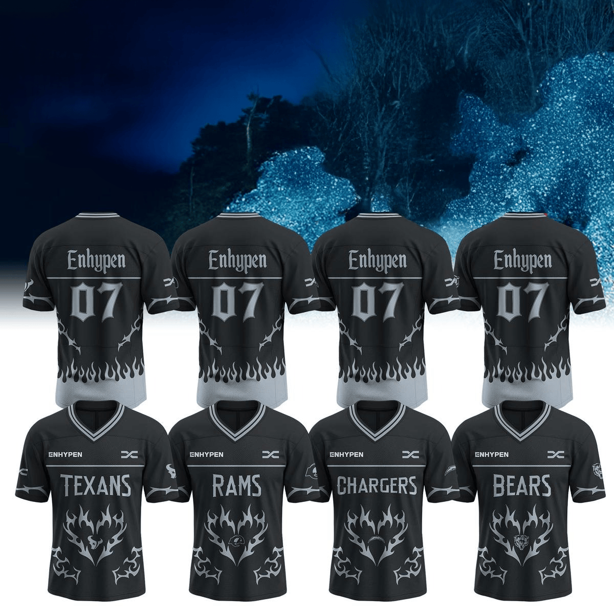 NFL All Teams X Enhypen Walk The Line Tour 2025 Football Jersey NFL Merch Fans Gifts