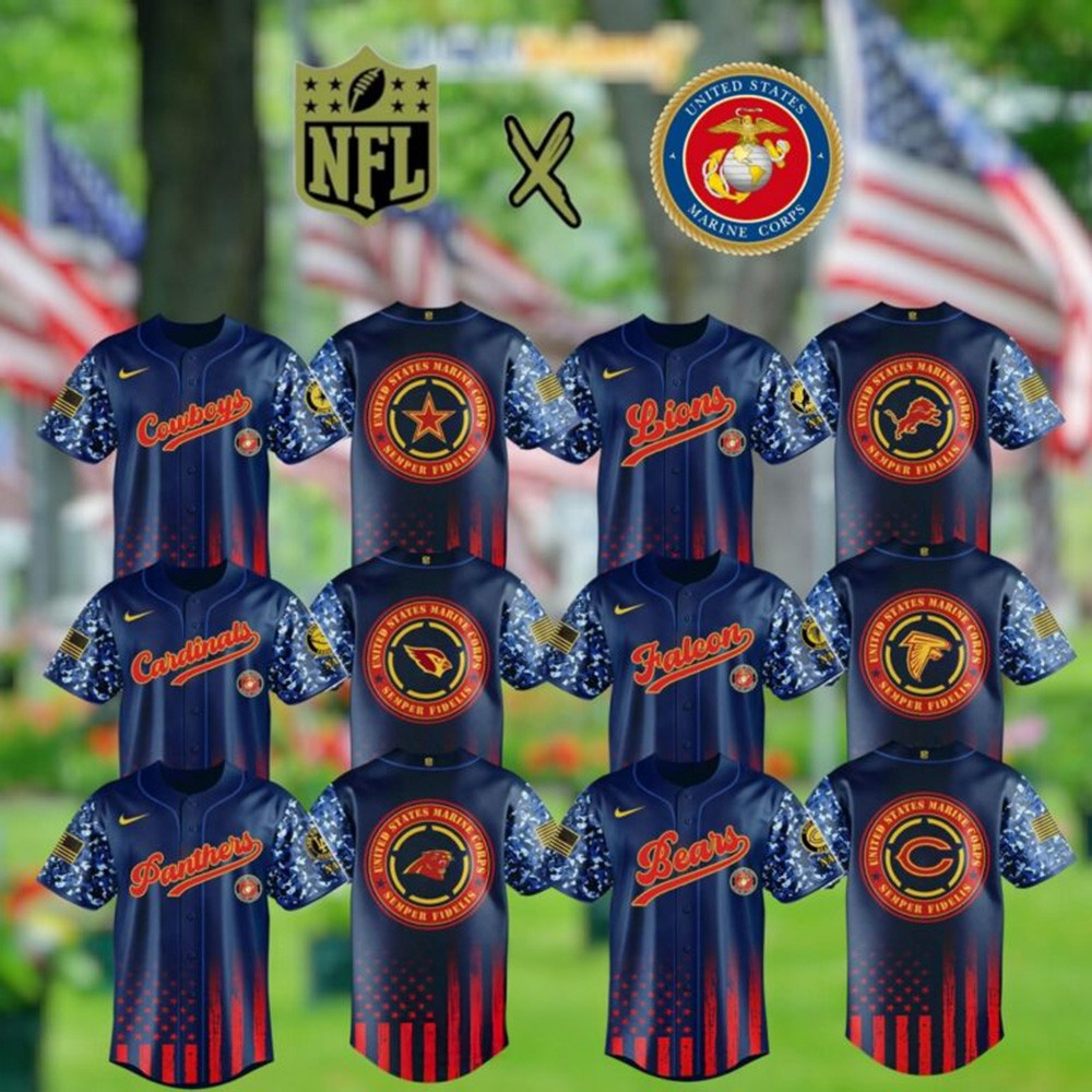 NFL Team US Marine Corps Baseball Jersey Presents For Football Fans