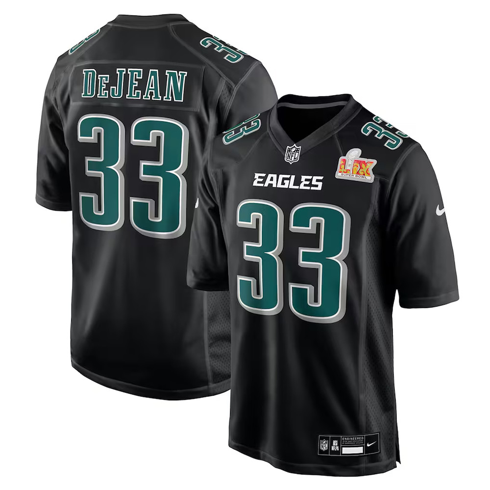 Nike Cooper DeJean Carbon Black Philadelphia Eagles Super Bowl LIX Jersey