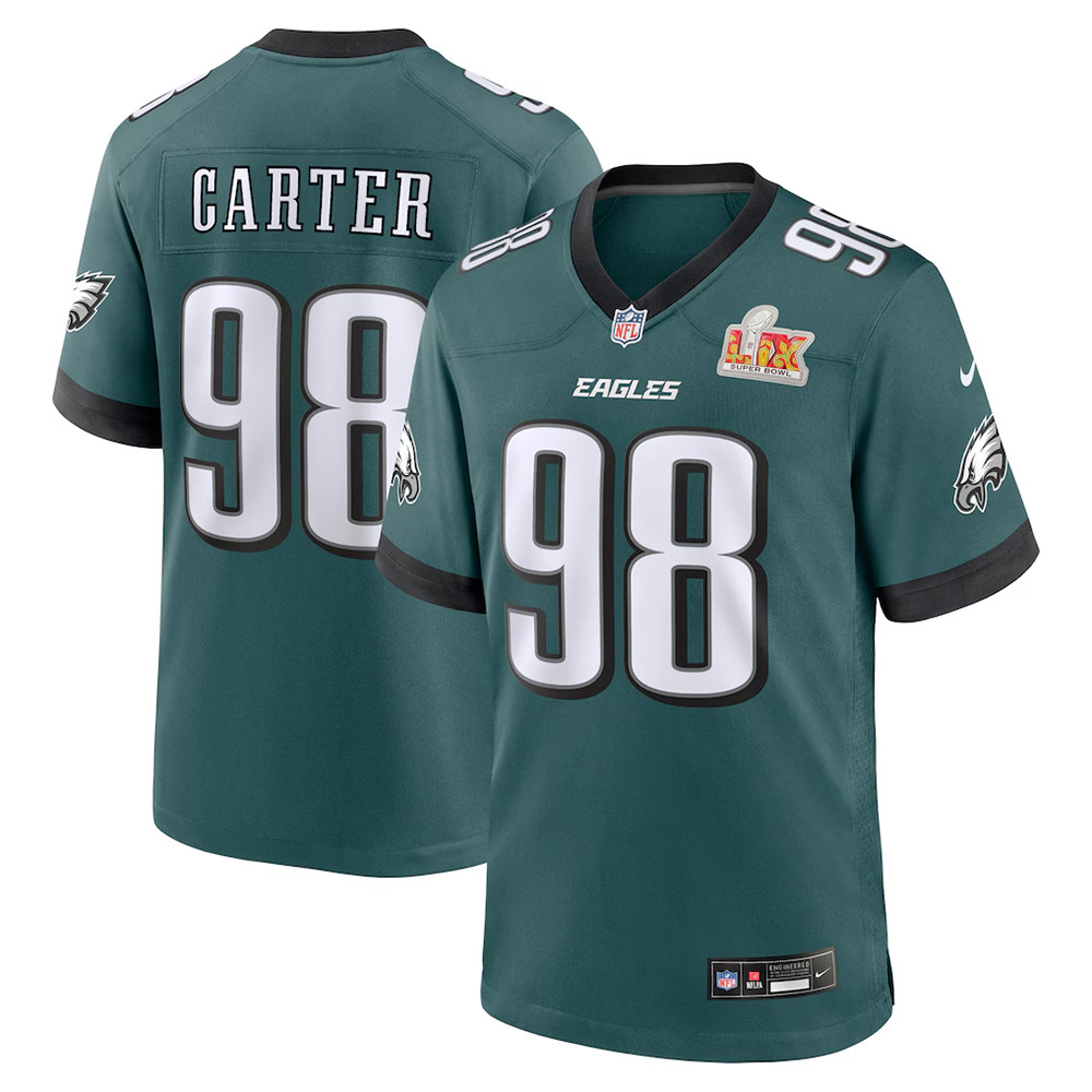 Nike Jalen Carter Midnight Green Philadelphia Eagles Super Bowl LIX Jersey