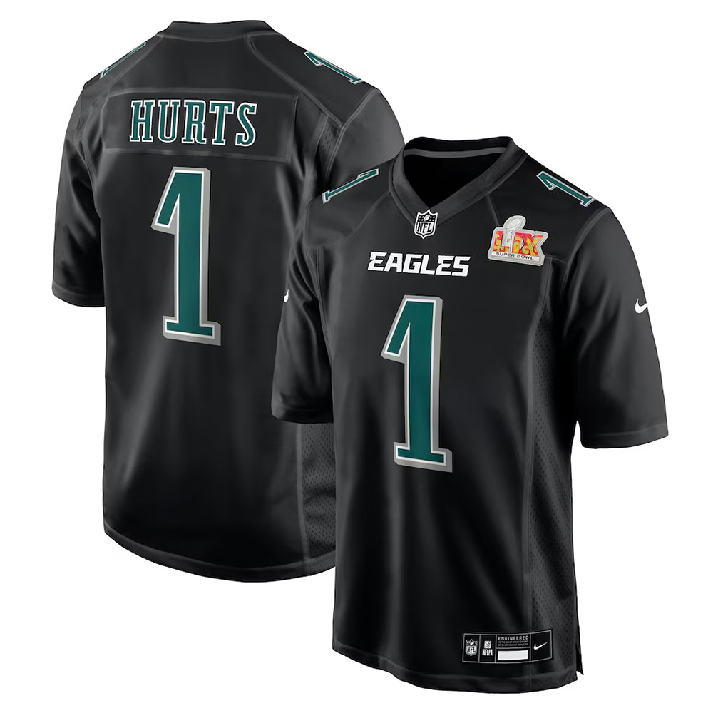 Nike Jalen Hurts Carbon Black Philadelphia Eagles Super Bowl LIX Jersey Men's Gifts