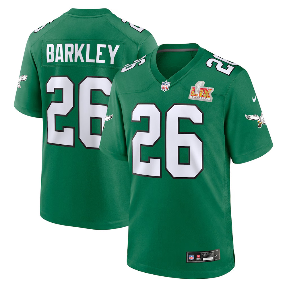Nike Saquon Barkley Kelly Green Philadelphia Eagles Super Bowl LIX 2nd Jersey
