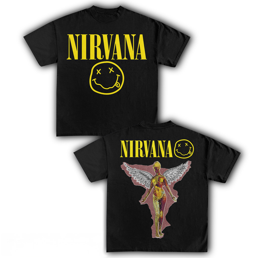 Nirvana Black T-Shirt Nirvana Merch Music Related Gifts For Guys