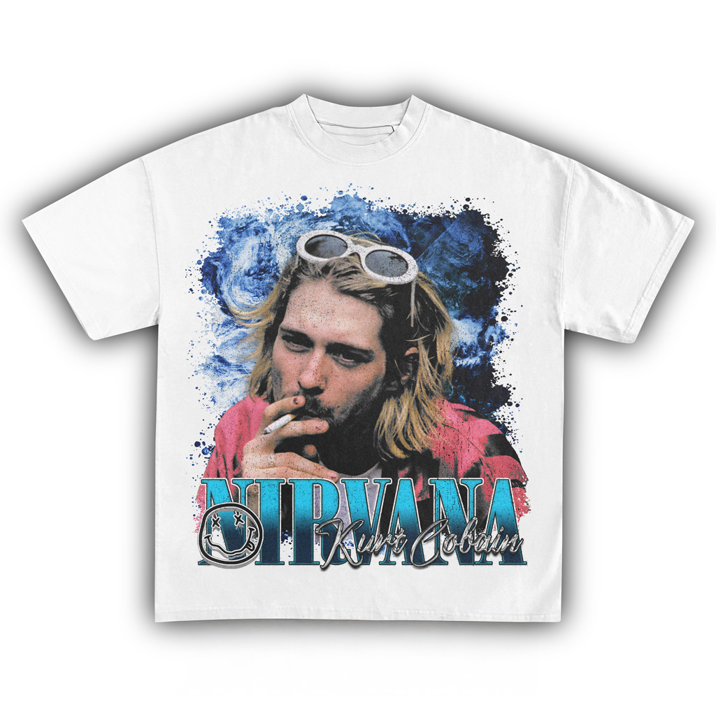 Nirvana Kurt Cobain White T-Shirt Kurt Cobain Merch Music Lover Gifts For Him