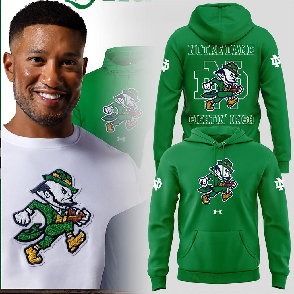Notre Dame Fighting Irish Leprechaun New Logo Hoodie Fan Merch Football Fan Gift Ideas