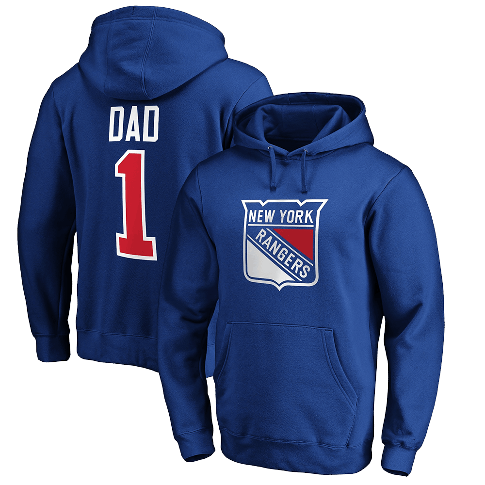 Number 1 Dad Merch Blue New York Rangers Number 1 Dad Logo Hoodie New York Rangers Merch