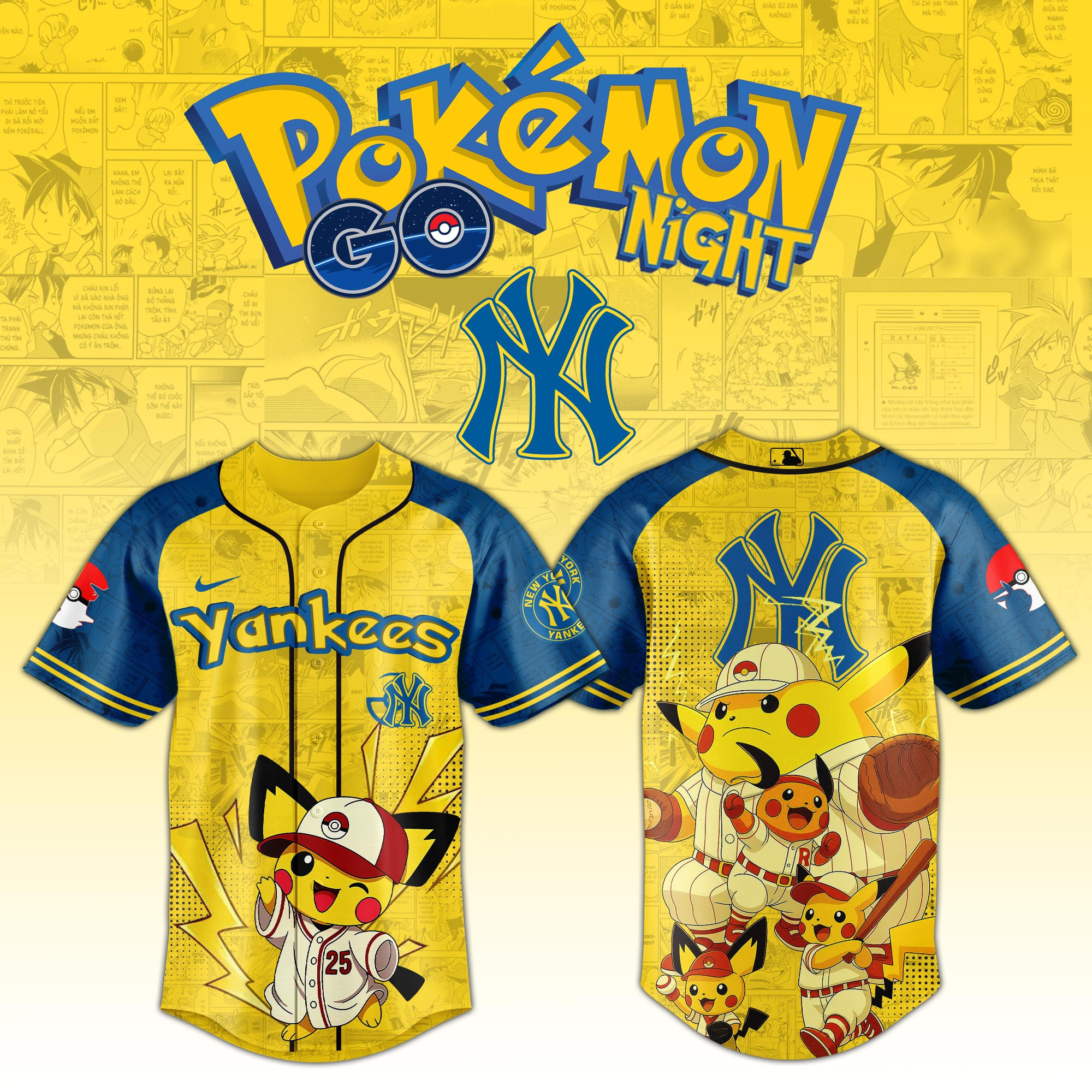 NY Yankees X Pokemon Go Night 2025 Jersey Best Gifts For Baseball Fans