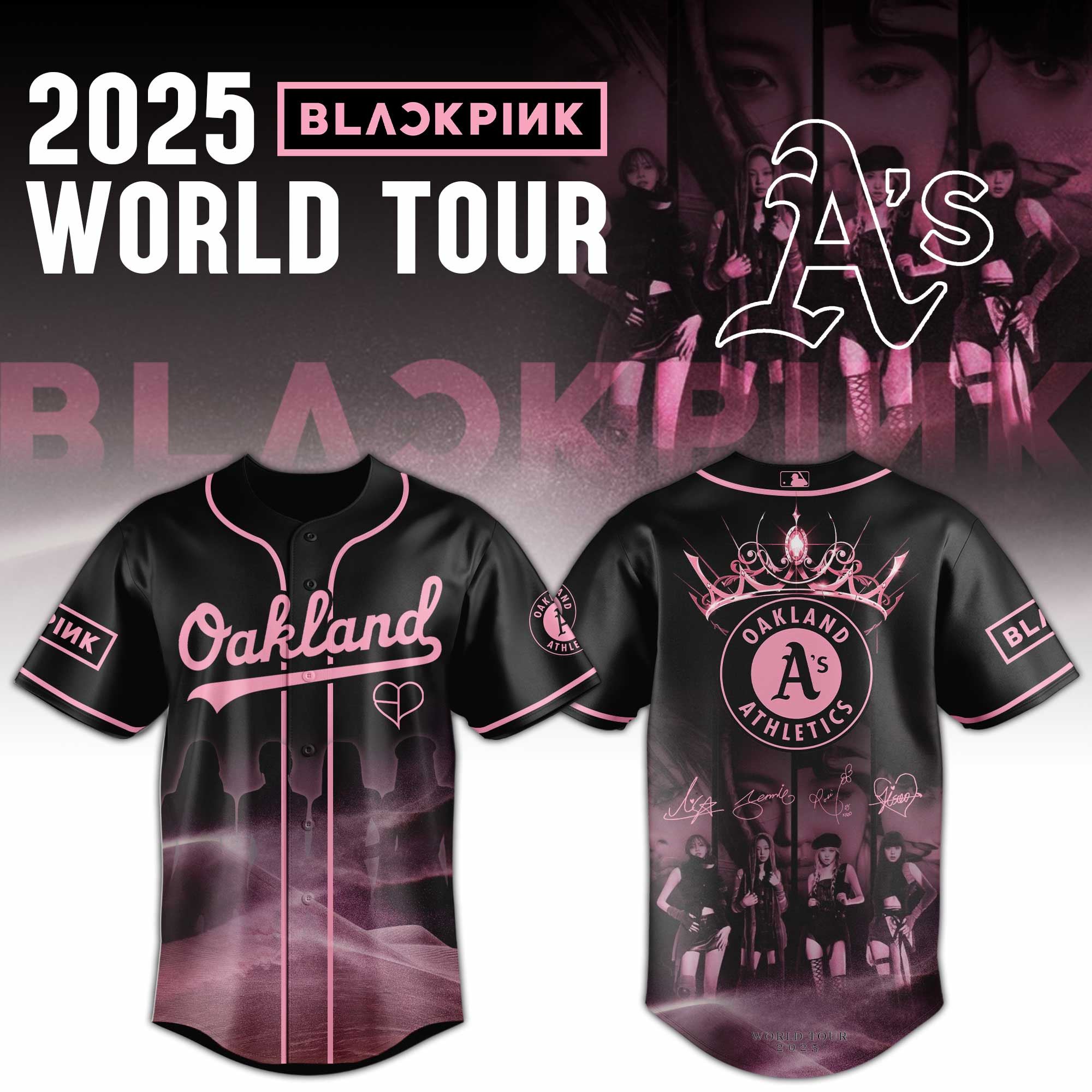 Oakland Athletics Mlb X Black Pink World Tour Baseball Jersey For Fans