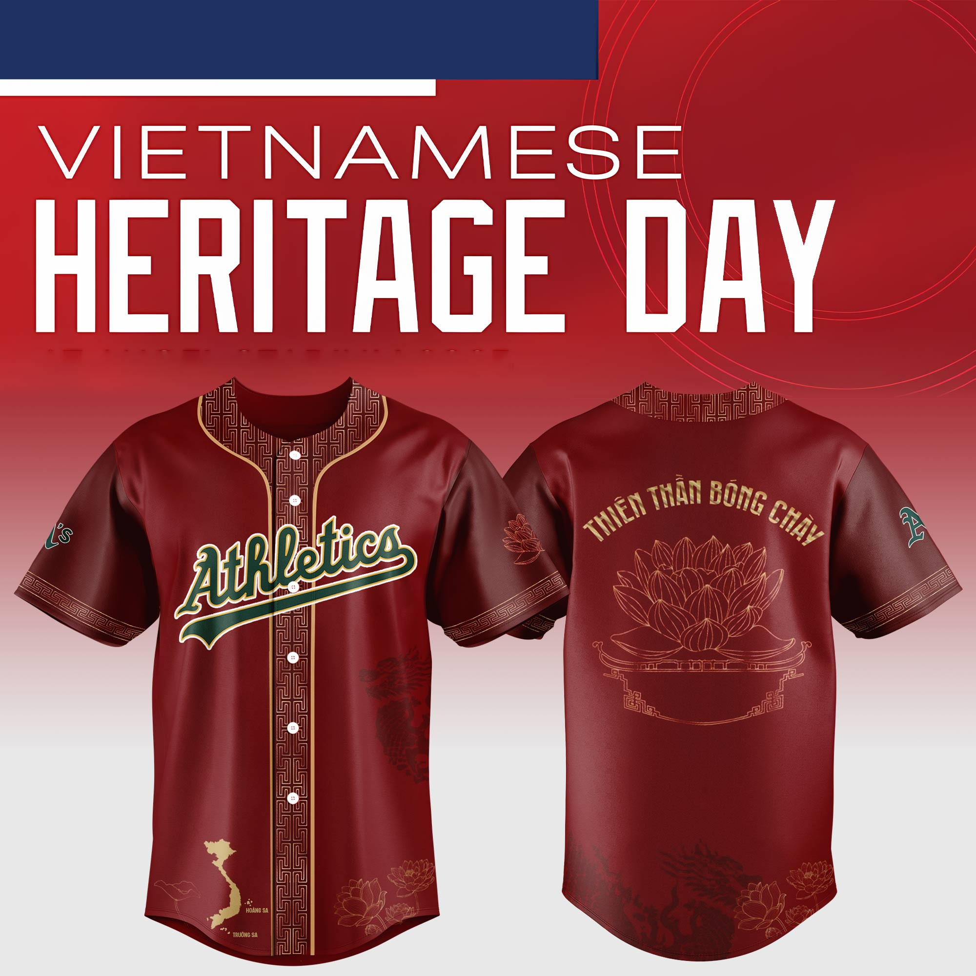 Oakland Athletics Mlb X Vietnamese Heritage Night Baseball Jersey For Fans