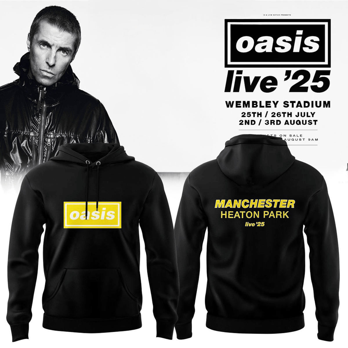 Oasis Live 25 Manchester Heaton Park Black Hoodie Fan Merch Present For Husband