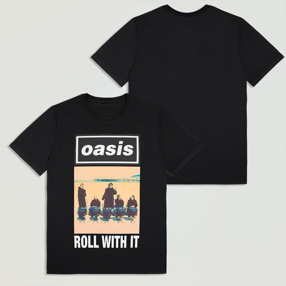 Oasis Live '25 Roll With It Cover T-Shirt Black Classic Casual Tee Best Present For Men Woman