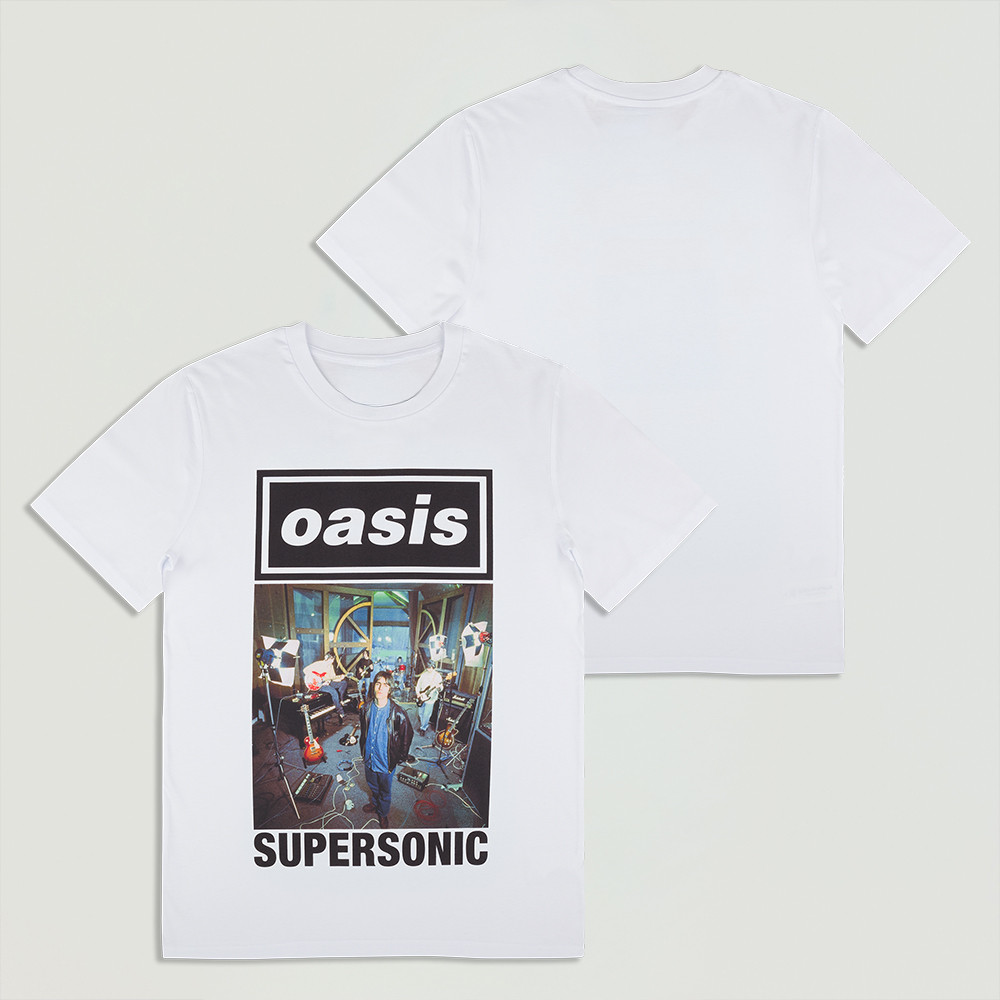 Oasis Live '25 Supersonic Cover T-Shirt White Classic Casual Tee Present For Him