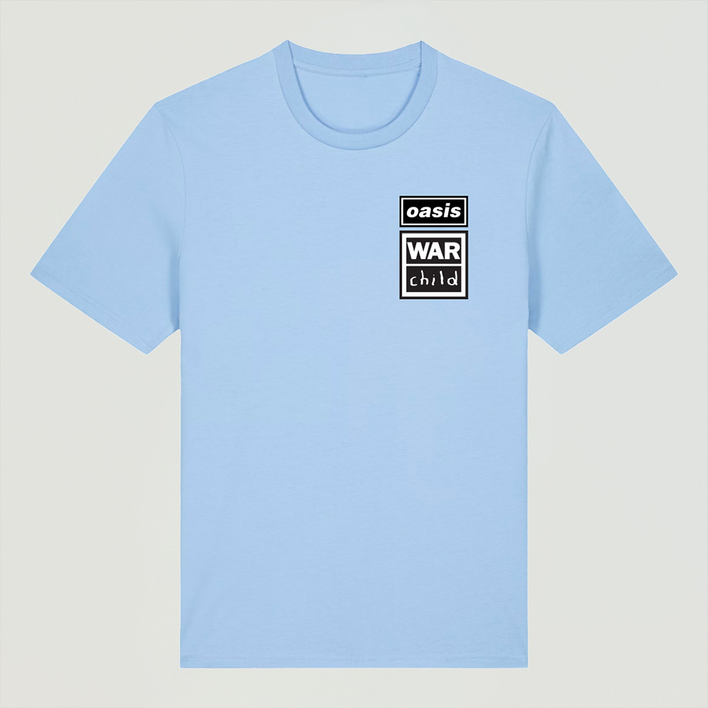 Oasis Live '25 War Child T-Shirt Light Blue Classic Shape Present For Her