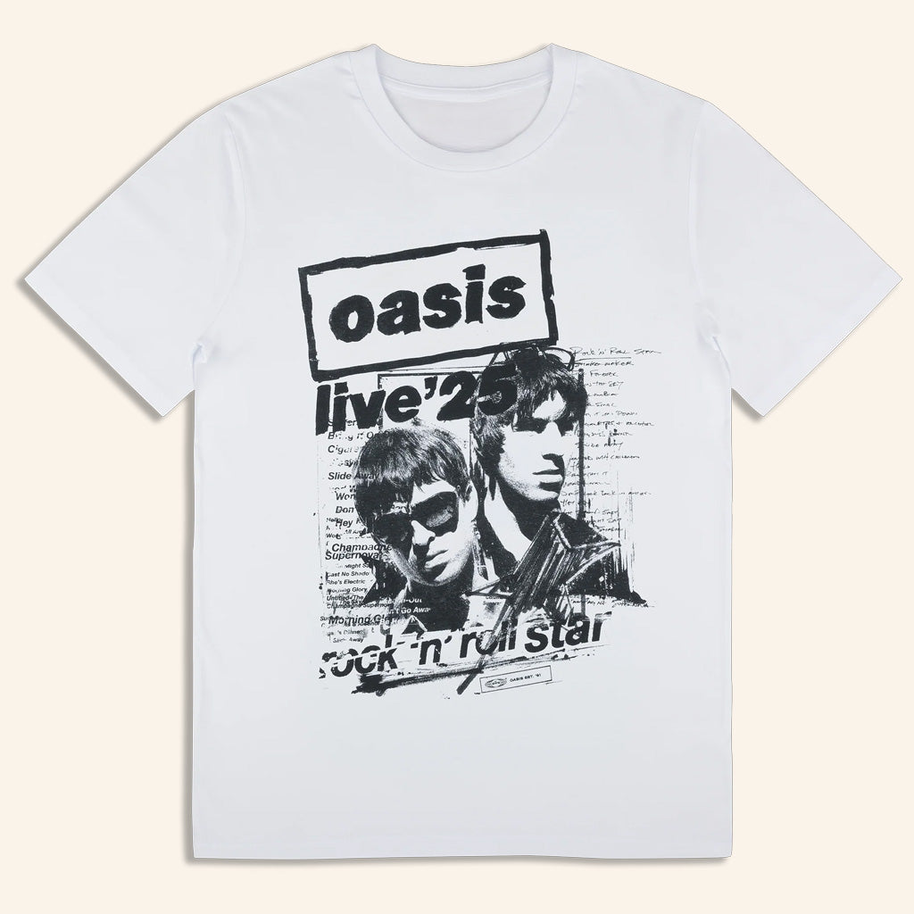 Oasis Merch 2025 Live 25 Rock N Roll Star T-Shirt White Best Gifts For Him