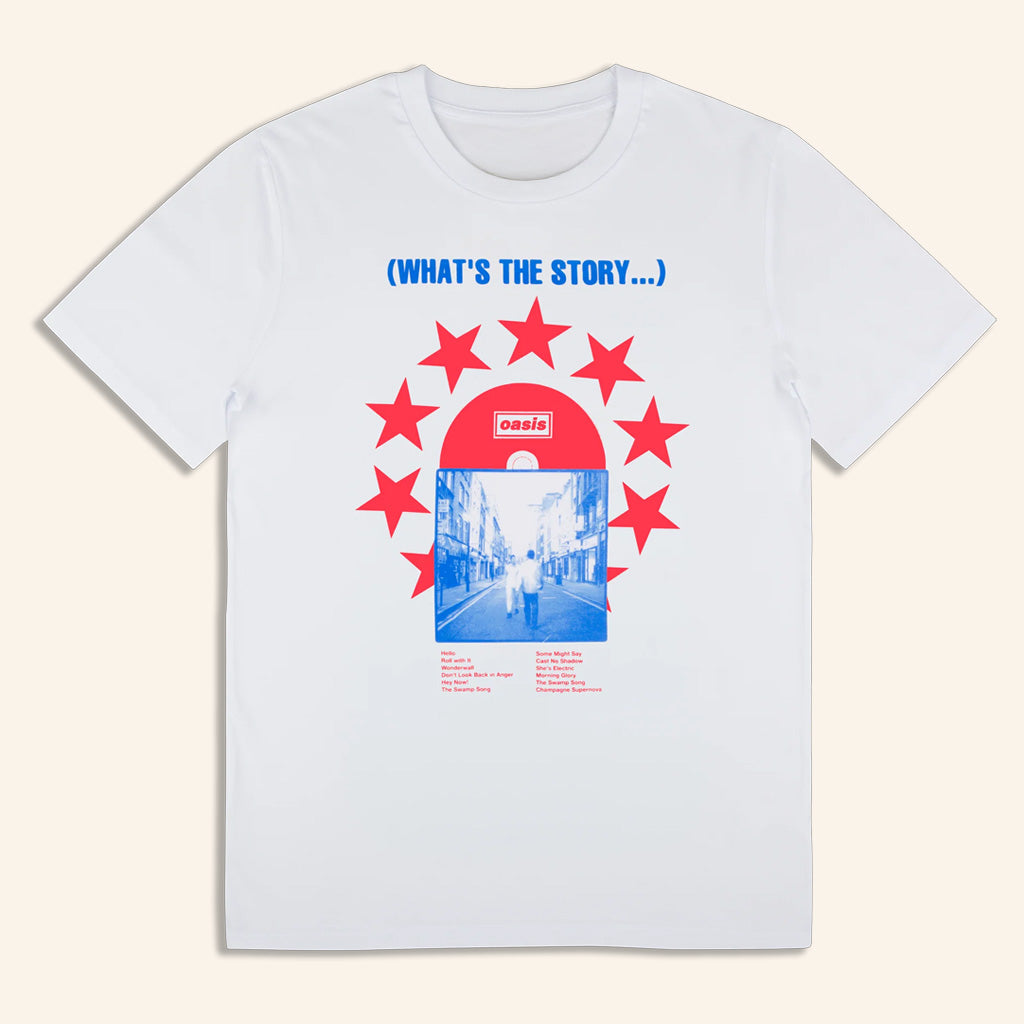 Oasis Merch 2025 Live 25 Whats The Story CD Womens T-Shirt White Birthday Ideas For Him