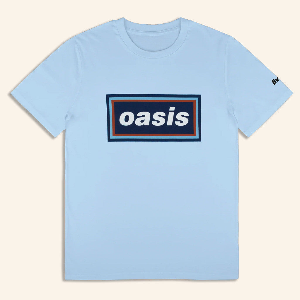 Oasis Merch Live 25 Tour 2025 Live 25 96 Retro Logo T-Shirt Light Blue Gifts For Fans
