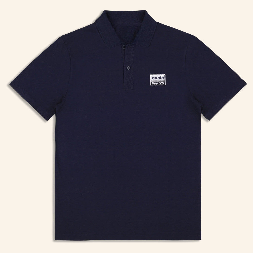 Oasis Merch Live 25 Tour Polo Shirt Live 25 Tour Logo Shirt Navy Gifts For Dad