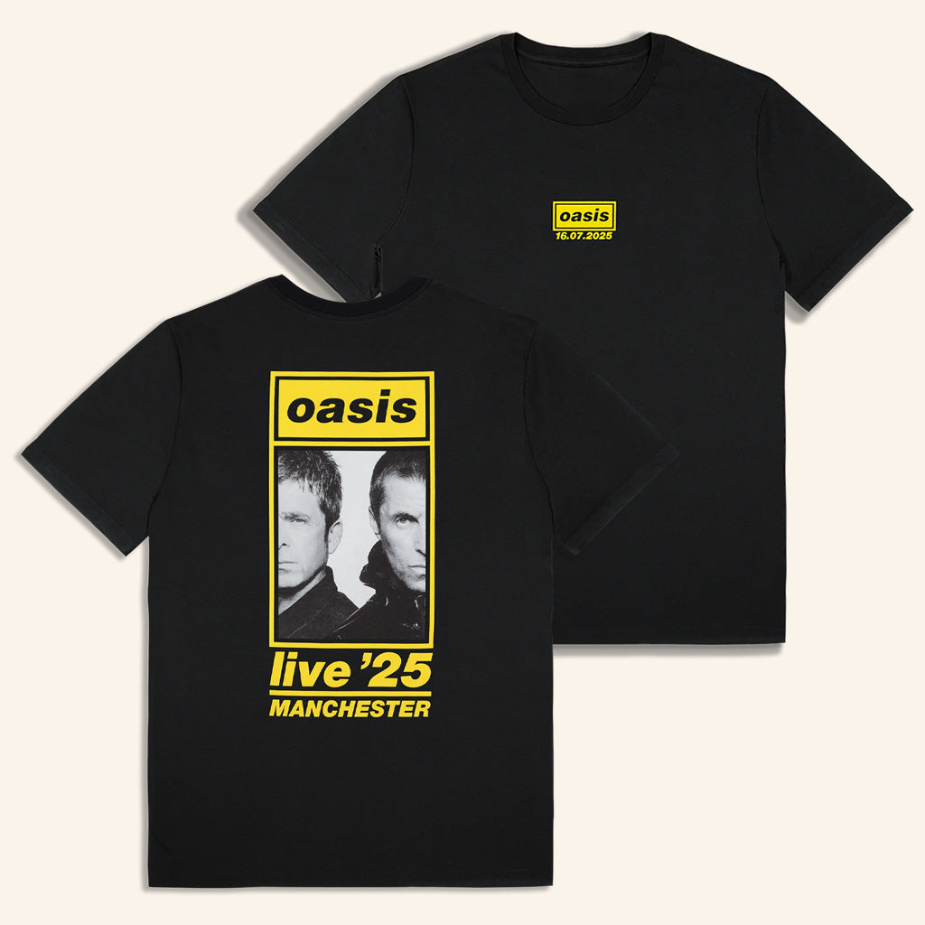 Oasis Merch Live 25 Tour Shirt 16 07 Live 25 Manchester Event T-Shirt Black Present For Fans