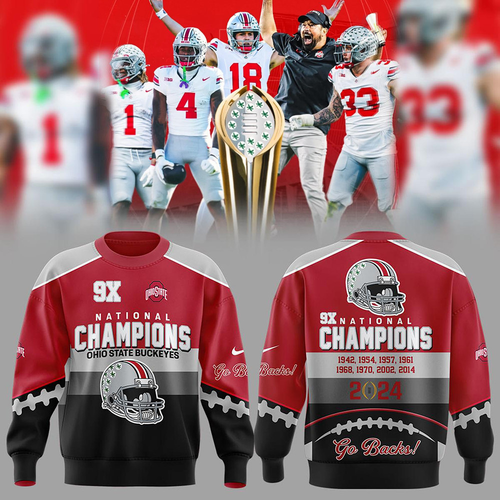 Ohio State Buckeyes 9X National Champions Sweatshirt Gifts For Football Fan
