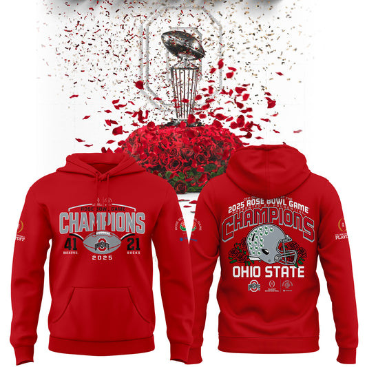 Ohio State Buckeyes College Football Playoff 2025 Rose Bowl Champions Hoodie Gifts For Fans