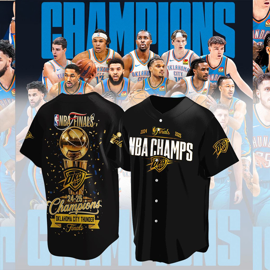 OKC Championship Merch NBA 2025 Champions Baseball Jersey Gifts For Fan