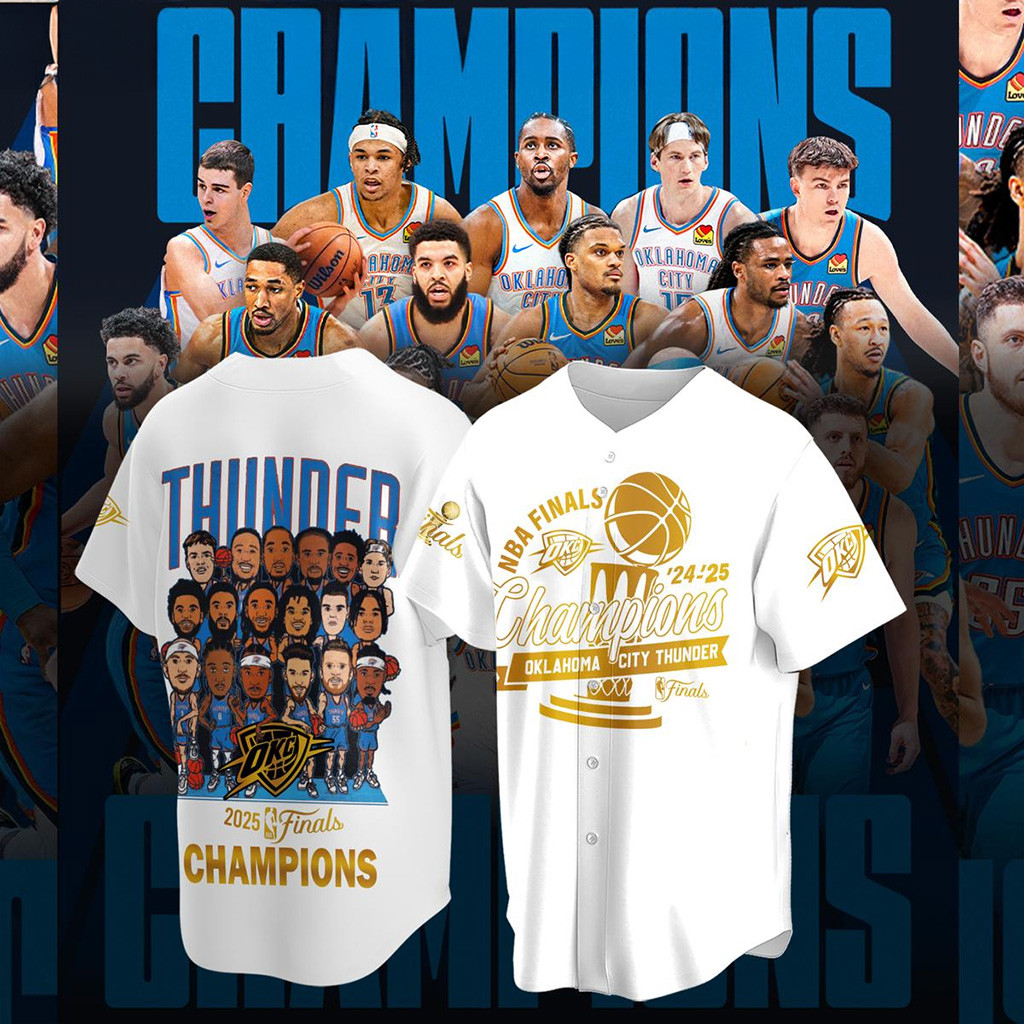 OKC Thunder Championship Jersey Shirt White 2025 NBA Champions Merch Gifts For Dad