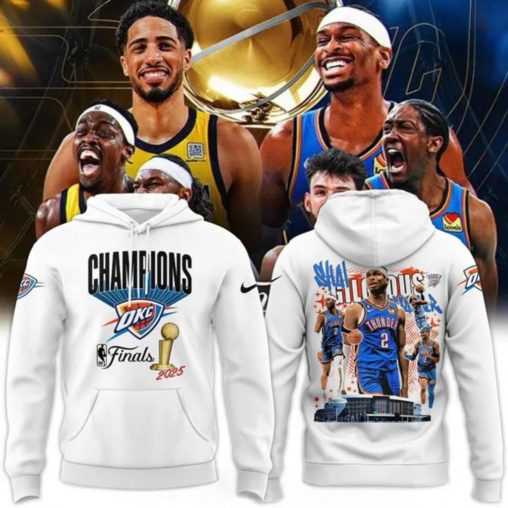 Oklahoma City Thunder Champions NBA 2025 White Hoodie OKC Merch Gifts For Dad