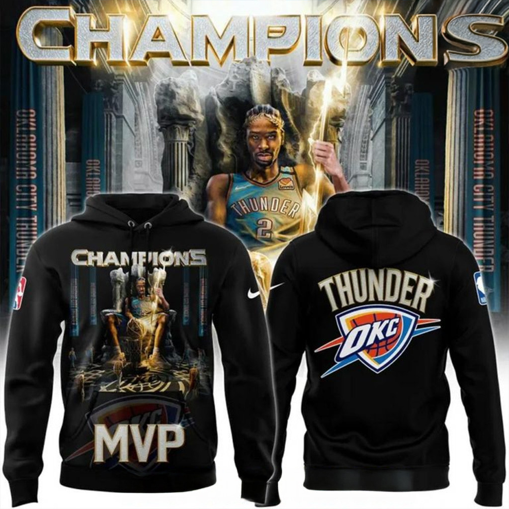 Oklahoma City Thunder Shai Gilgeous-Alexander MVP Champions 2025 Hoodie OKC Merch Dad Gifts