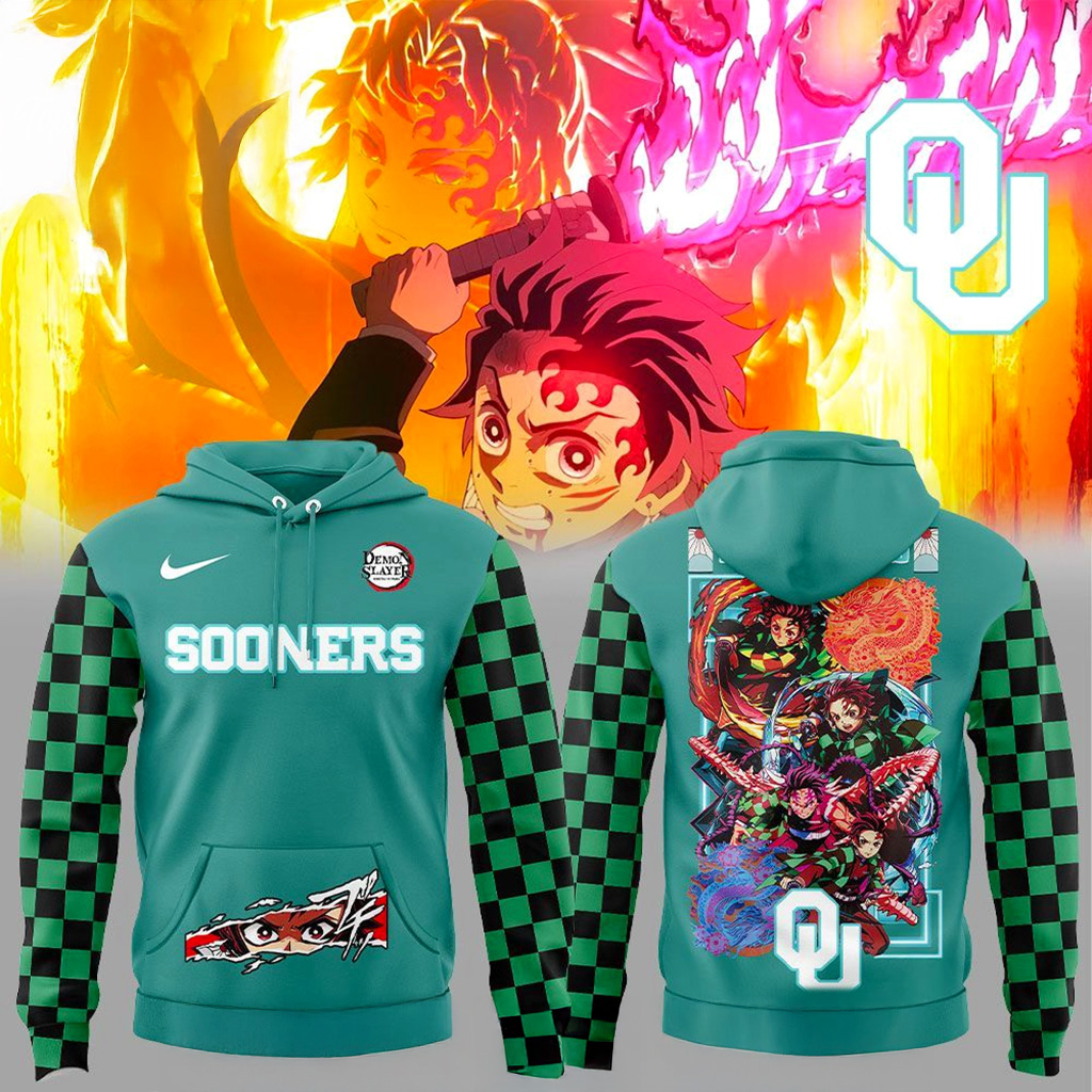 Oklahoma Sooners X Demon Slayer Kamado Tanjiro Hoodie Oklahoma Sooners Merch Fans Gifts