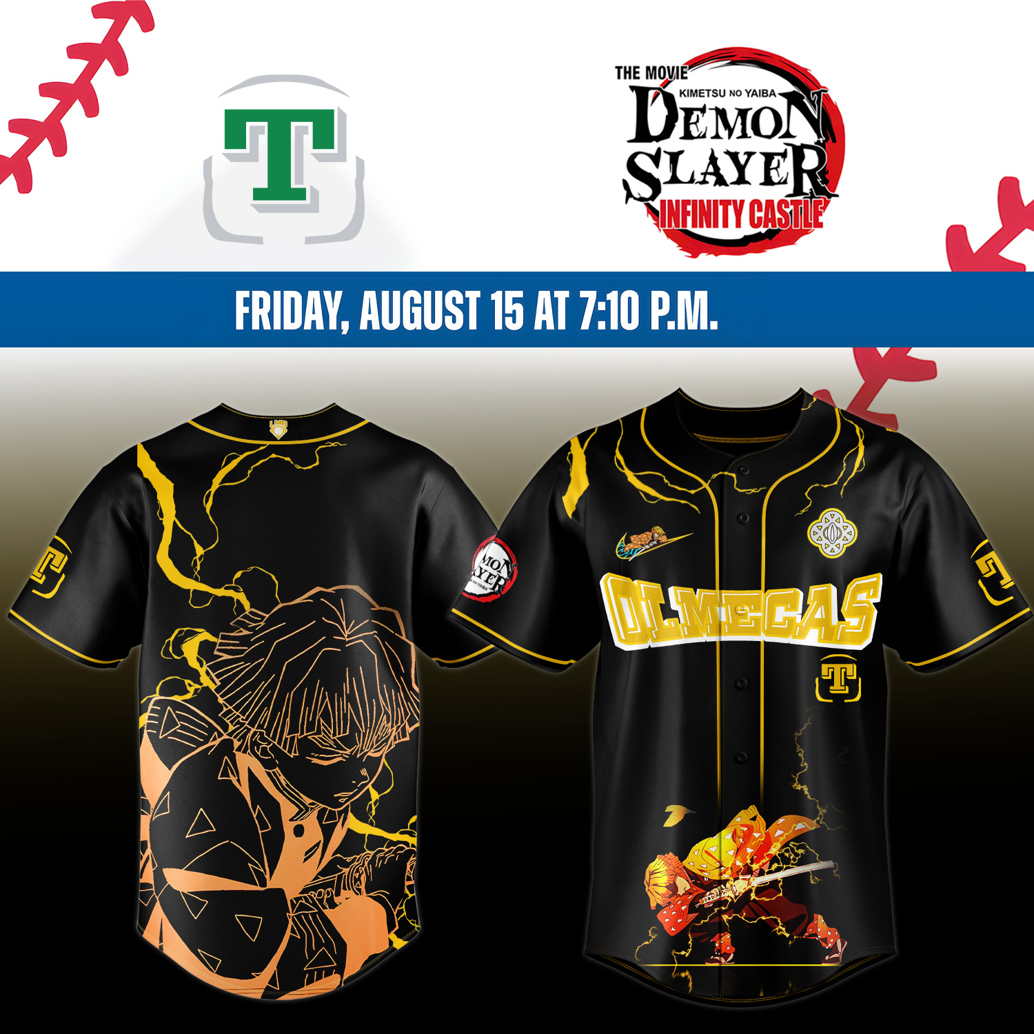 Olmecas de Tabasco X Demon Slayer Agatsuma Zenitsu Jersey Gift Ideas For Baseball Players
