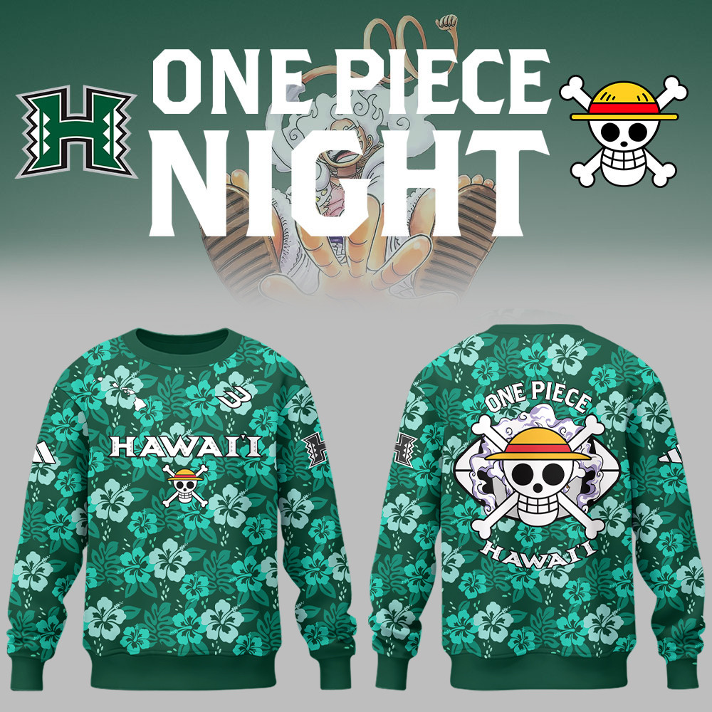 One Piece X Hawaii Athletics Football Sweatshirt Gifts For Football Fan