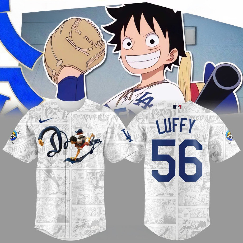 One Piece X Los Angeles Dodgers Jersey Dodgers Merch Gifts For Baseball Lovers