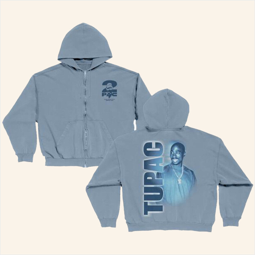 Only God Can Judge Me Blue Zip Hoodie 2Pac Merch Rapper Gifts For Fans Birthday Gift Ideas