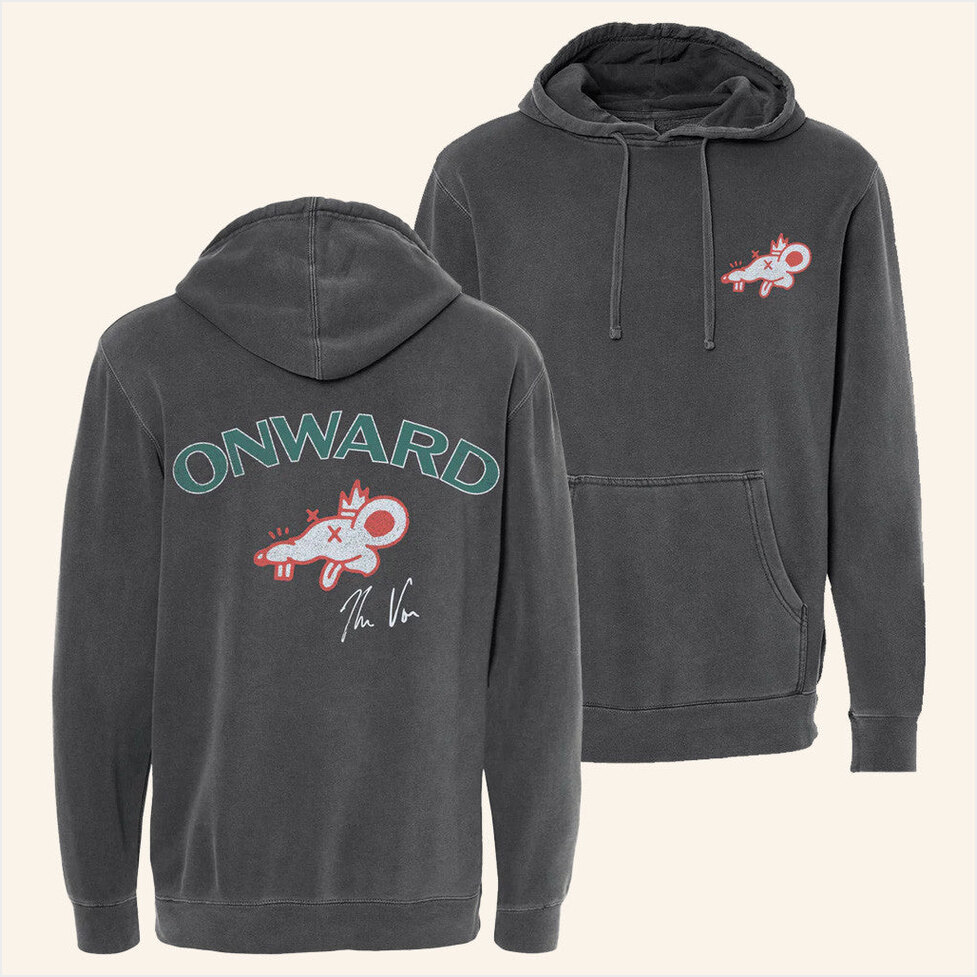 Onward Pigment Black Hoodie Theo Von Merch Birthday Gifts For Husband Gifts For Best Friend