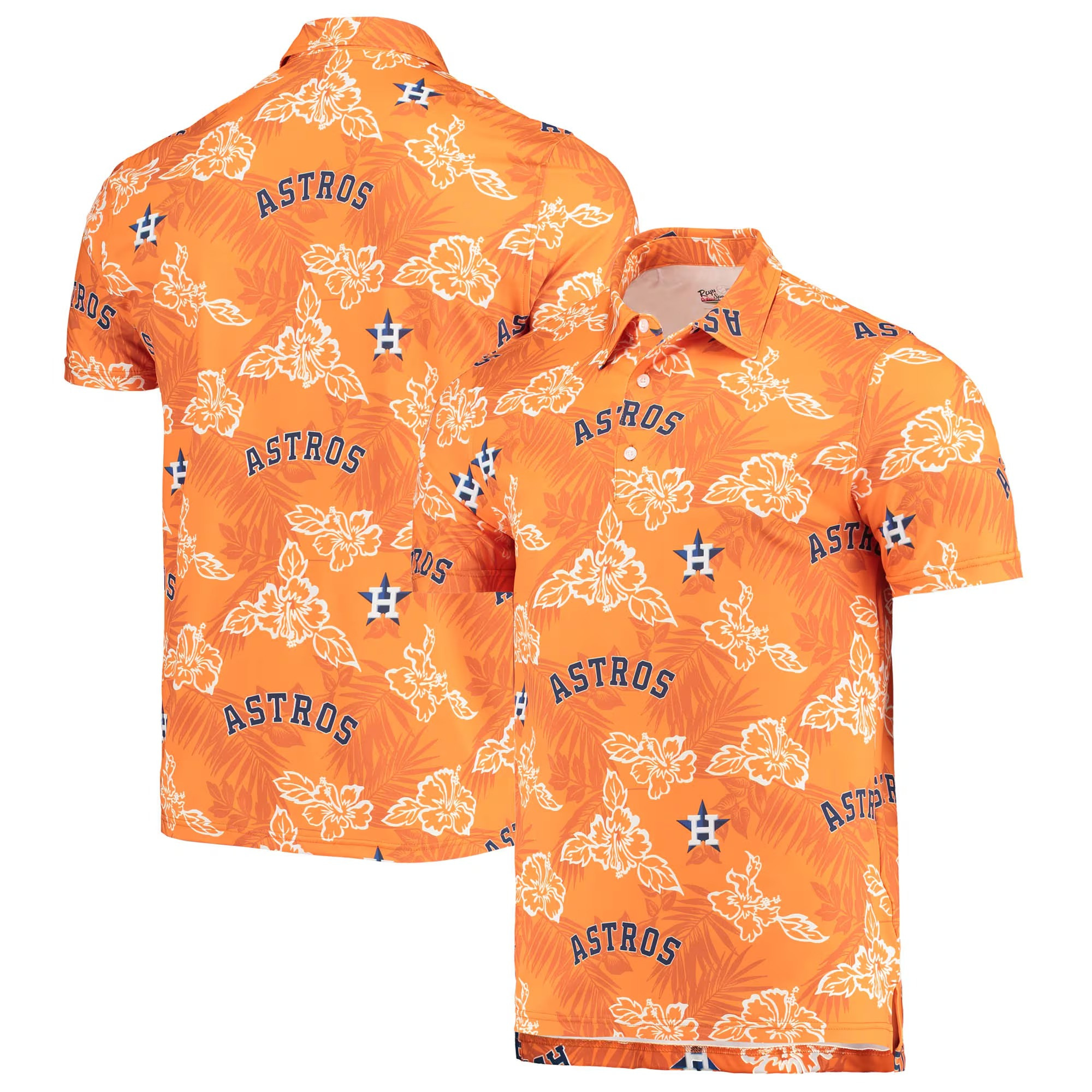 Orange Houston Astros Polo Shirt MLB Aloha Shirt Best Father's Day Gifts For Baseball Fans