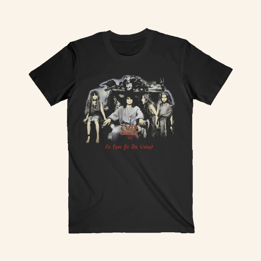 Ozzy Osbourne Merch No Rest For The Wicked 1995 Black T-Shirt Fan Apparel