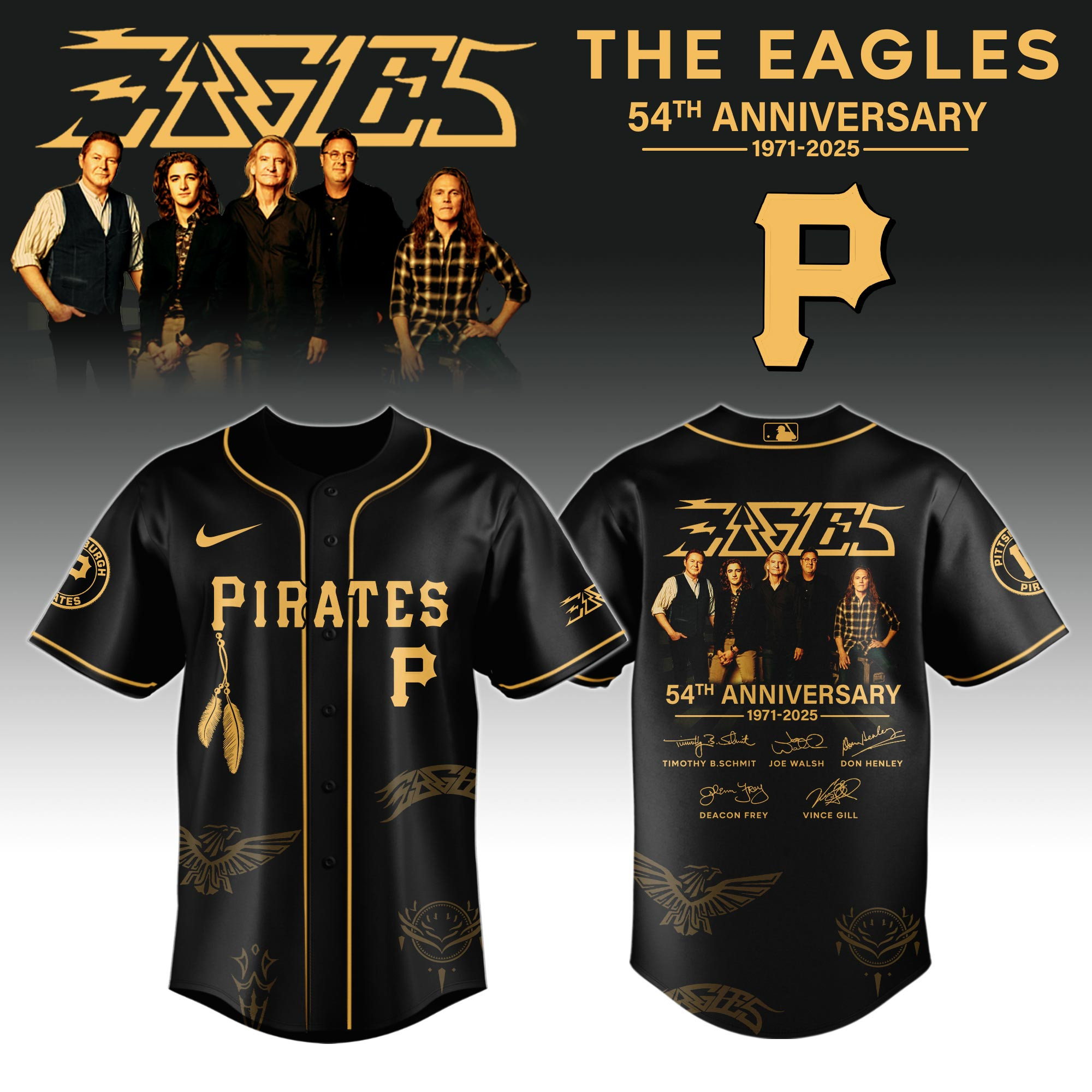 P Pirates X Eagles Band Music Jersey 2025 Best Gift For Baseball Lovers