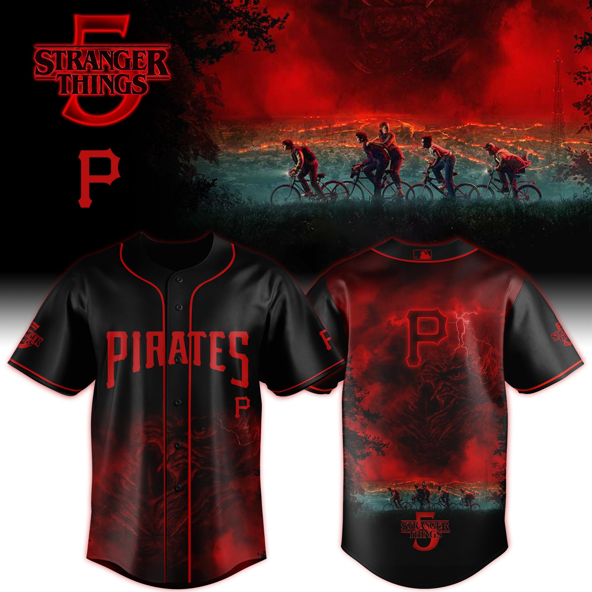 P Pirates X Stranger Things Jersey 2025 Cool Gifts For Baseball Lovers